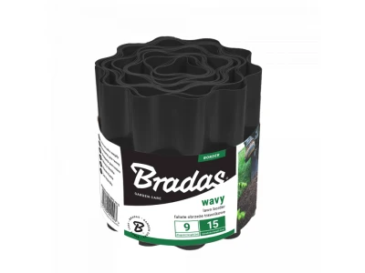 Ágyásszegély 9 m x 15 cm fekete Bradas