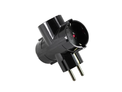 Commel elosztó T hármas fekete 16A 250V 63384