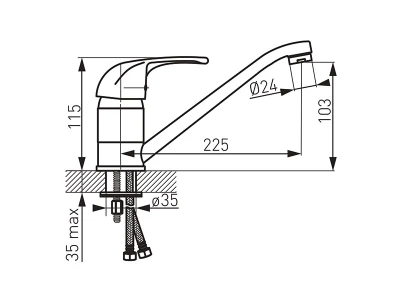 Ferro konyhai csaptelep álló M24x1 BVA4